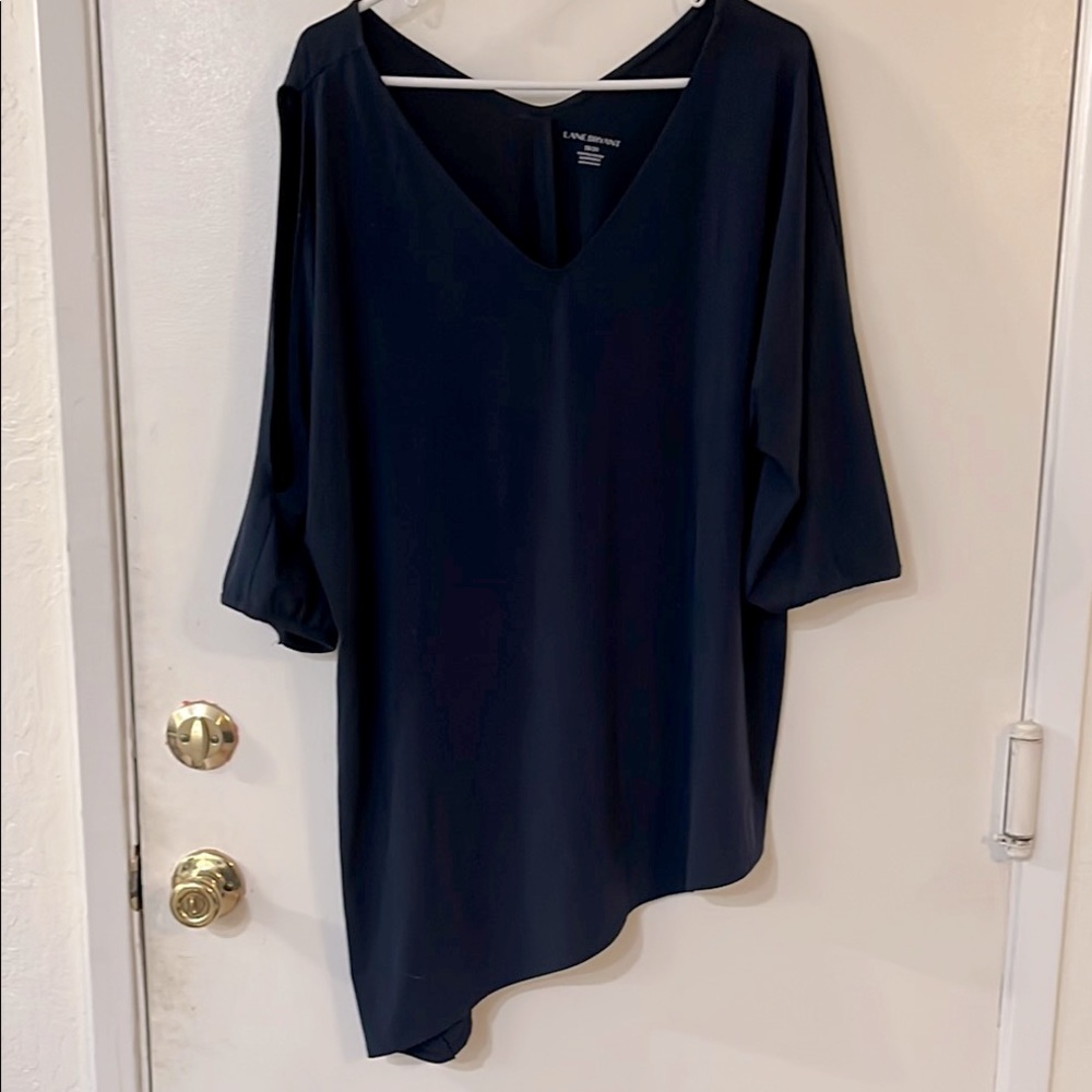 Lane Bryant Navy V-Neck Blouse